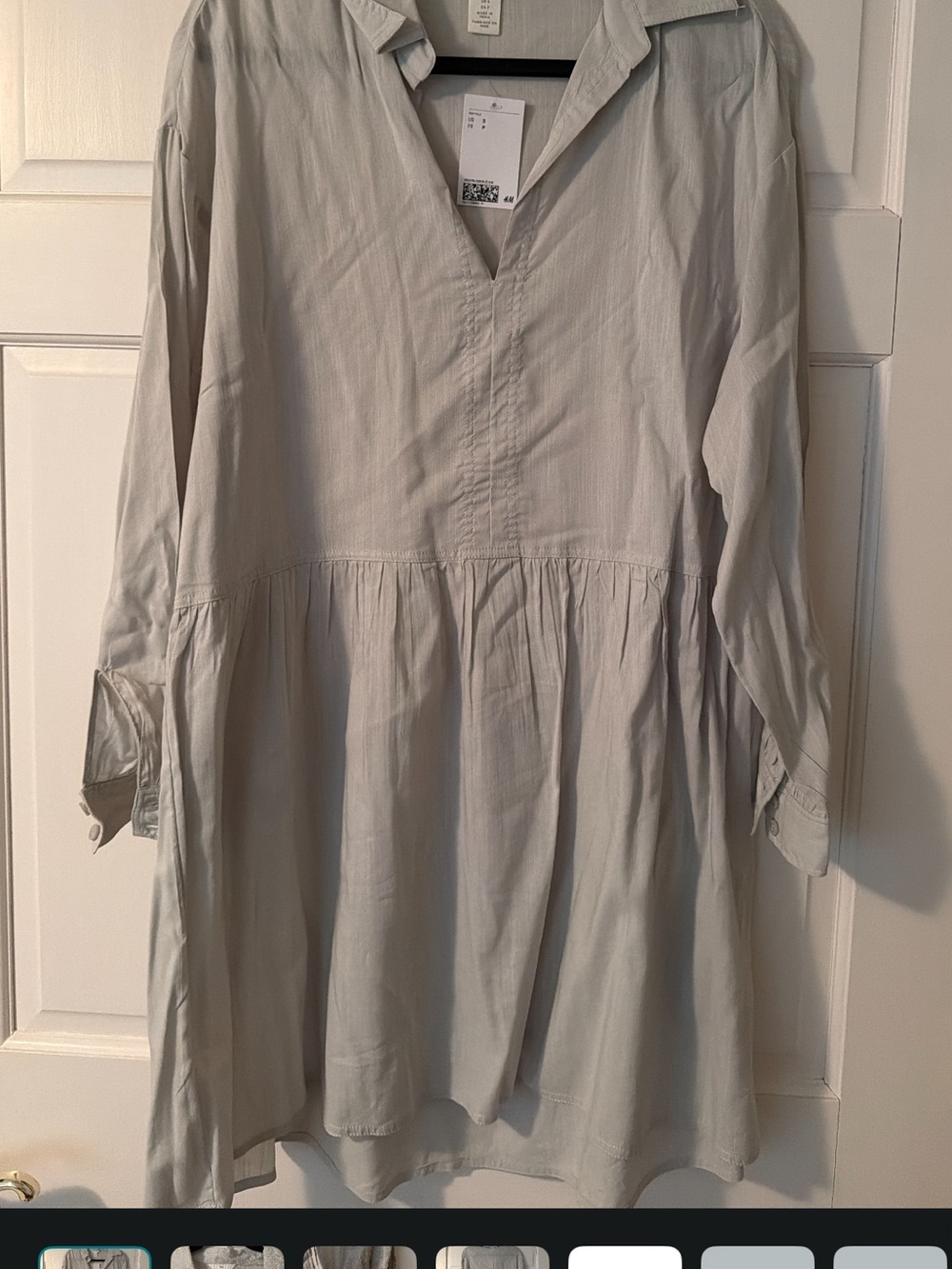 H&M Light Gray/Taupe Long Sleeve Smock Dress